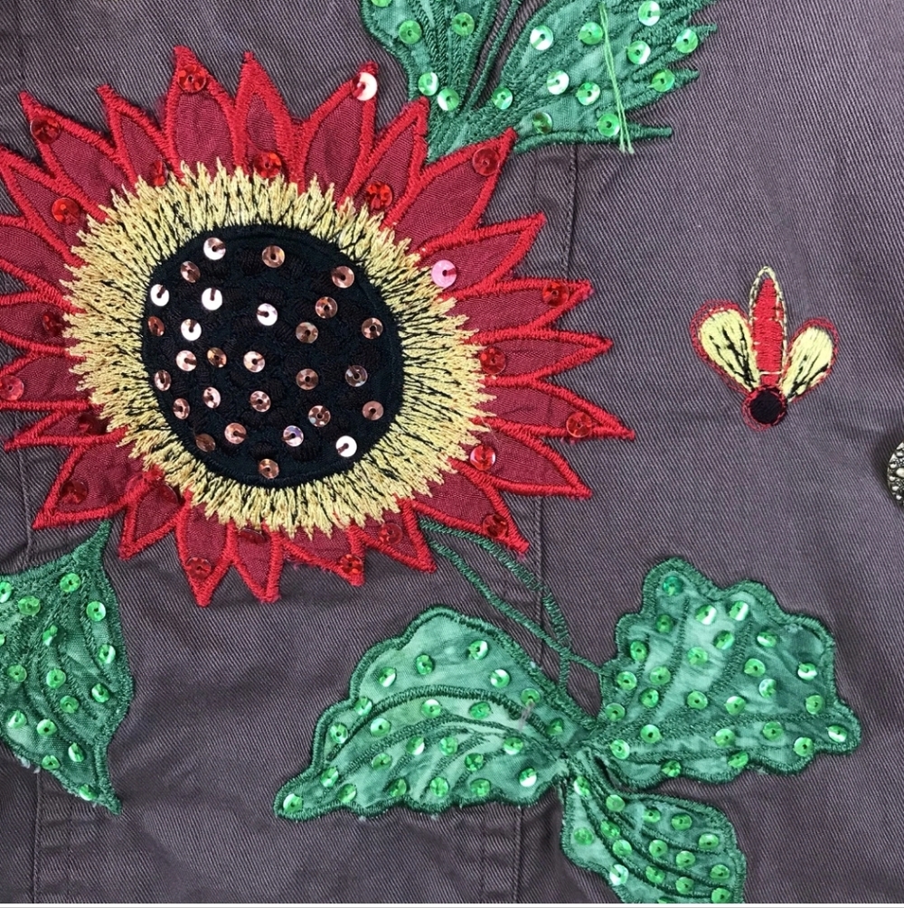 Tapestry Patch Sunflowers & Bees Jacket Vintage N… - image 3